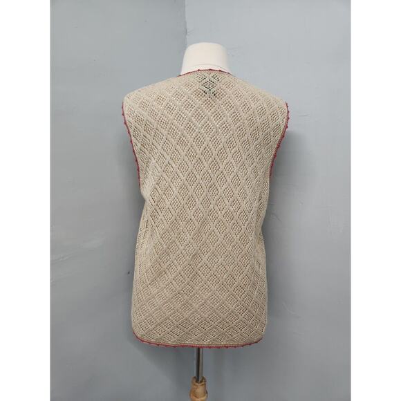 Country Classics Koret Beige Pink Floral Embroidered Crocheted Vest Size 1X - Picture 5 of 10
